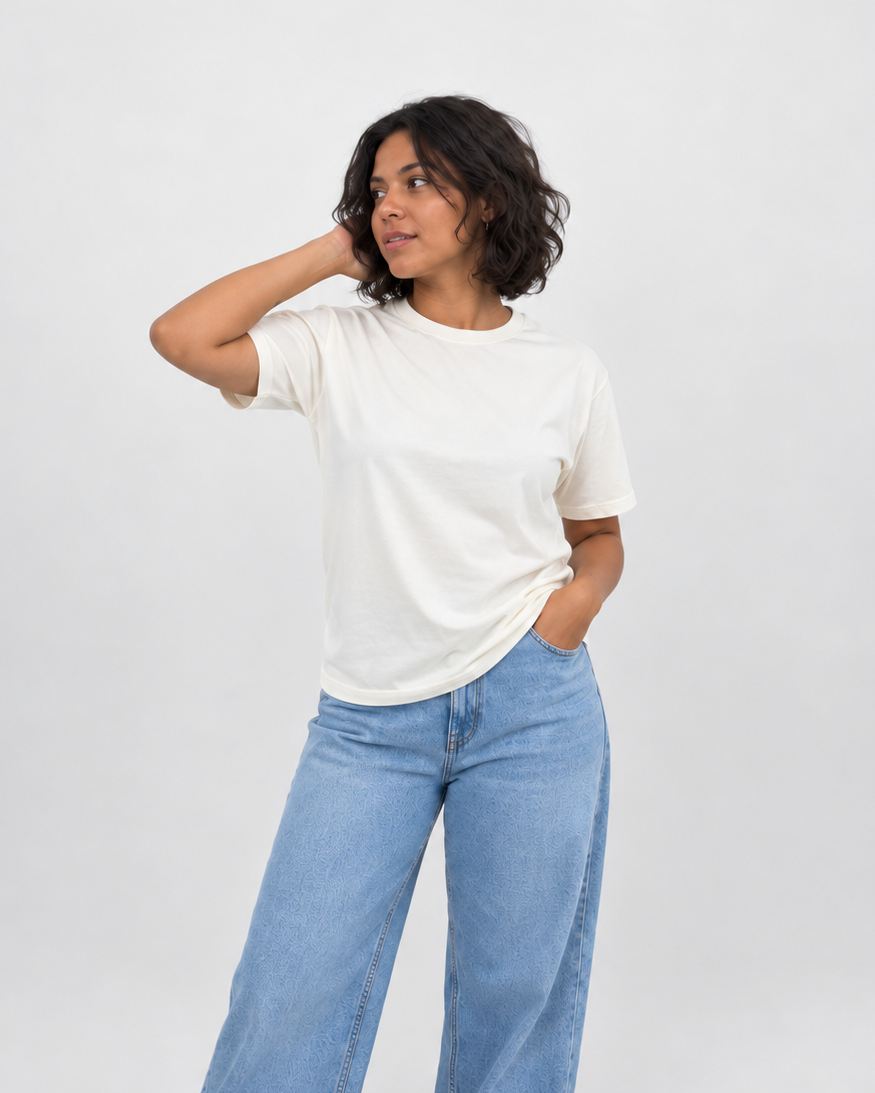 Camiseta Básica Feminina 100% algodão - Branca