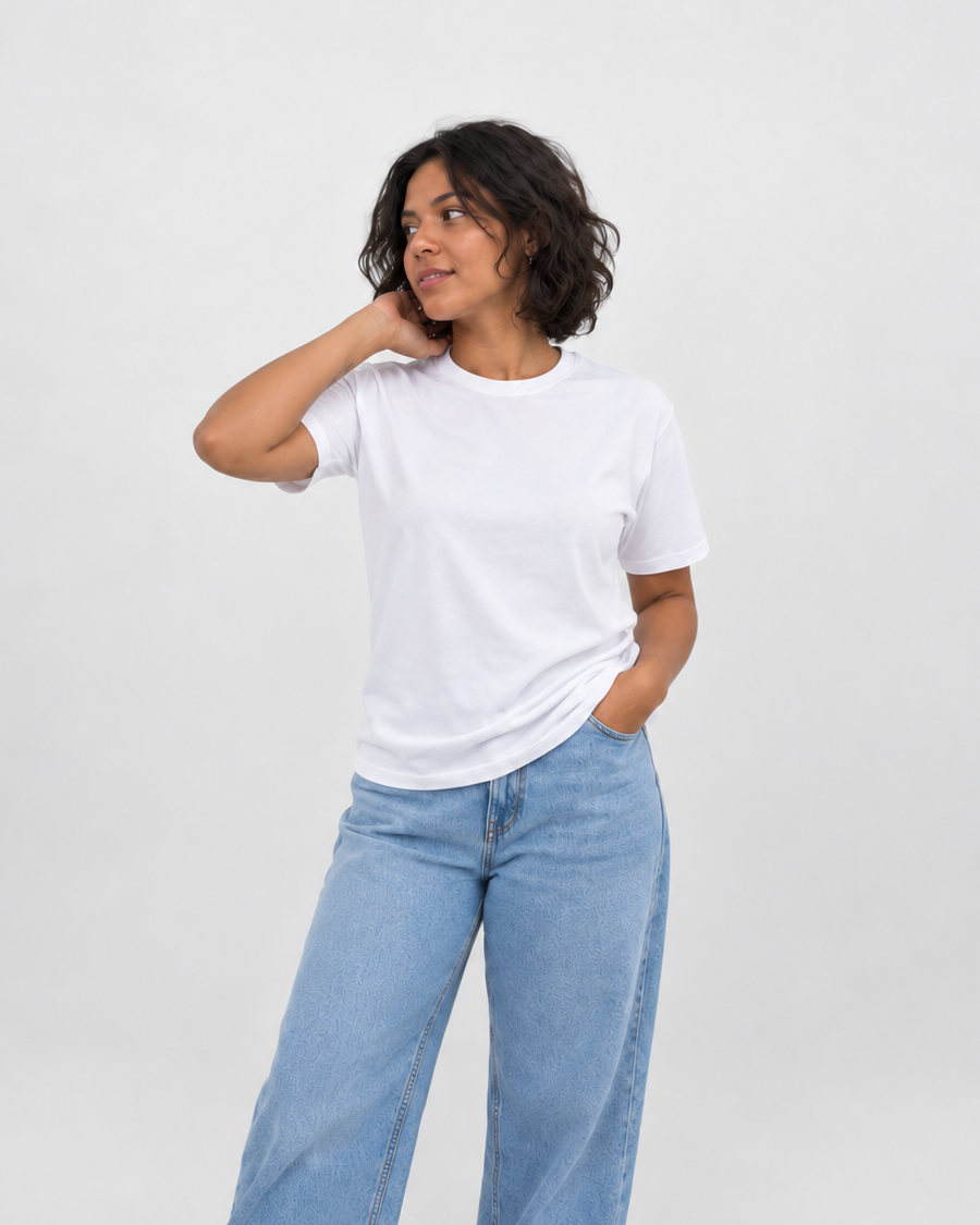 Camiseta Básica Feminina 100% algodão - Off White