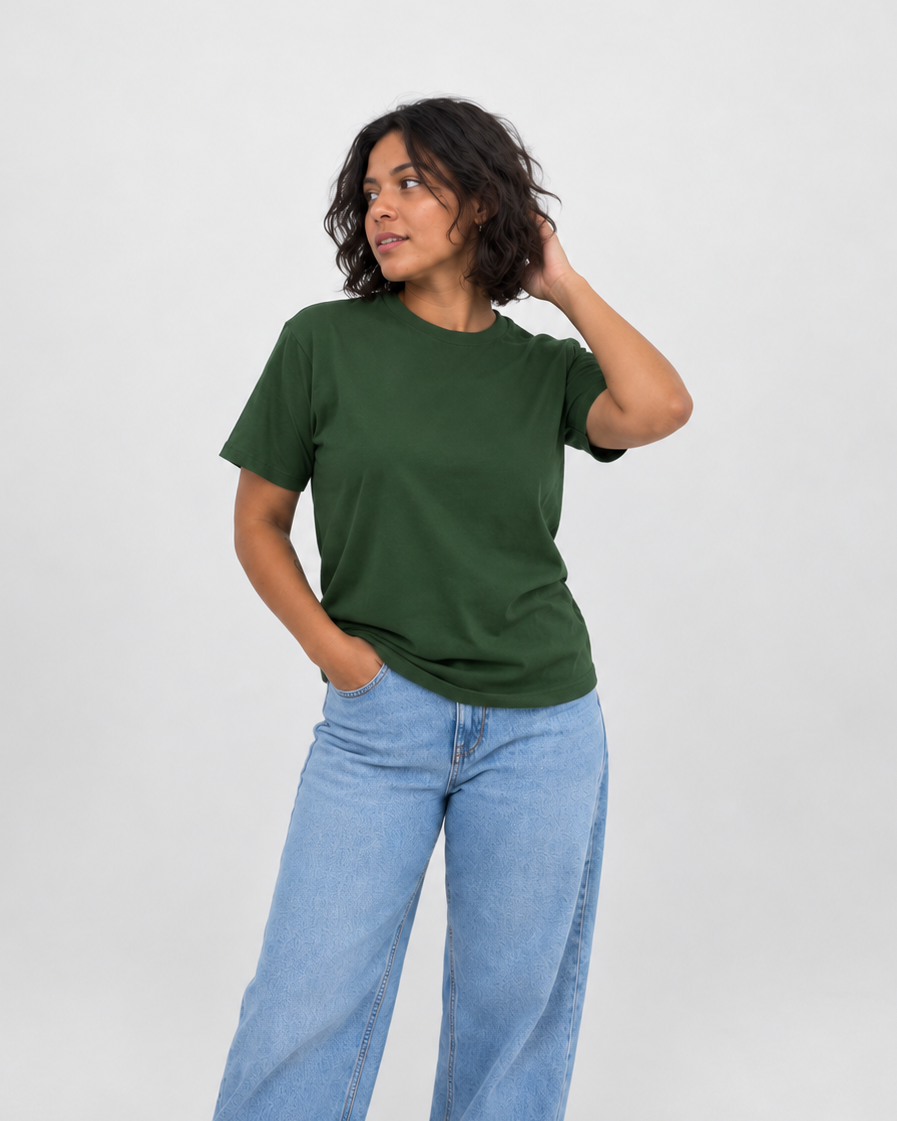 Camiseta Básica Feminina 100% algodão - Verde Militar