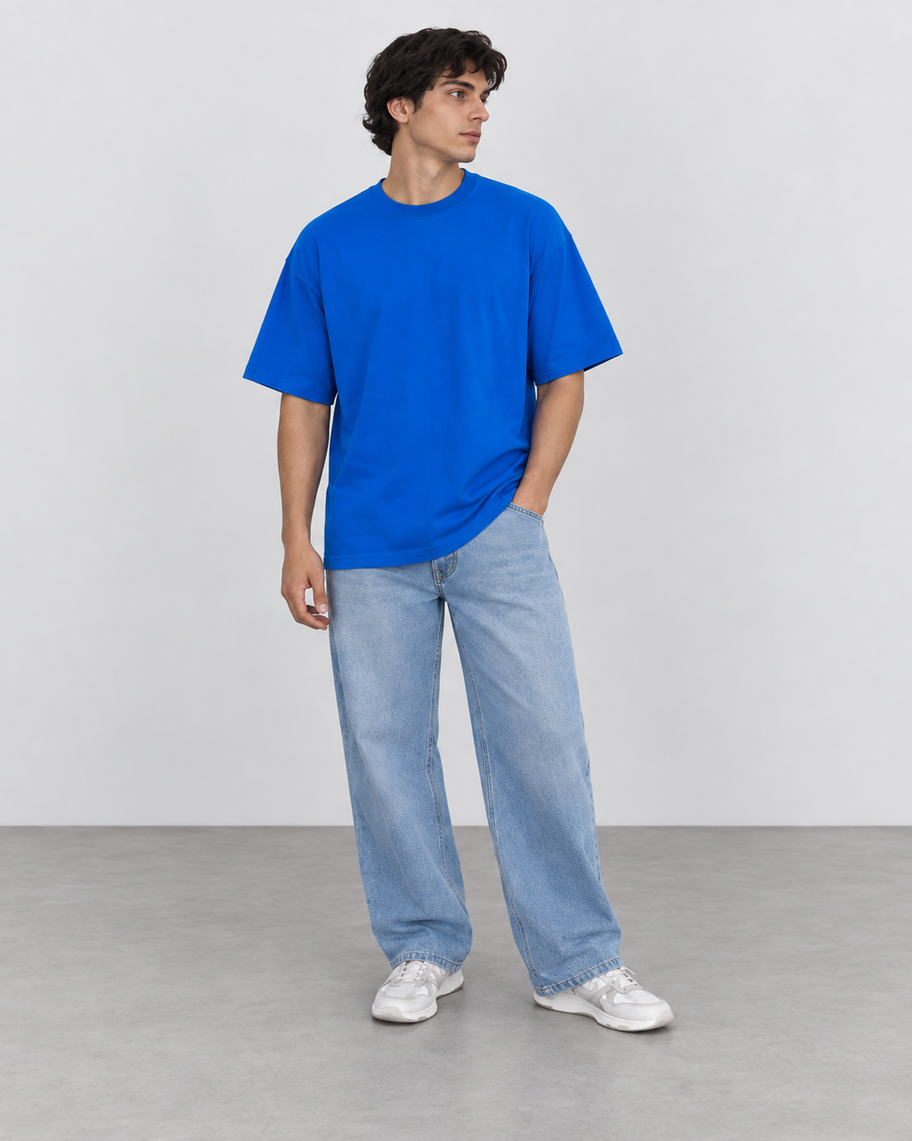 Camiseta Over 100% algodão - Azul Royal