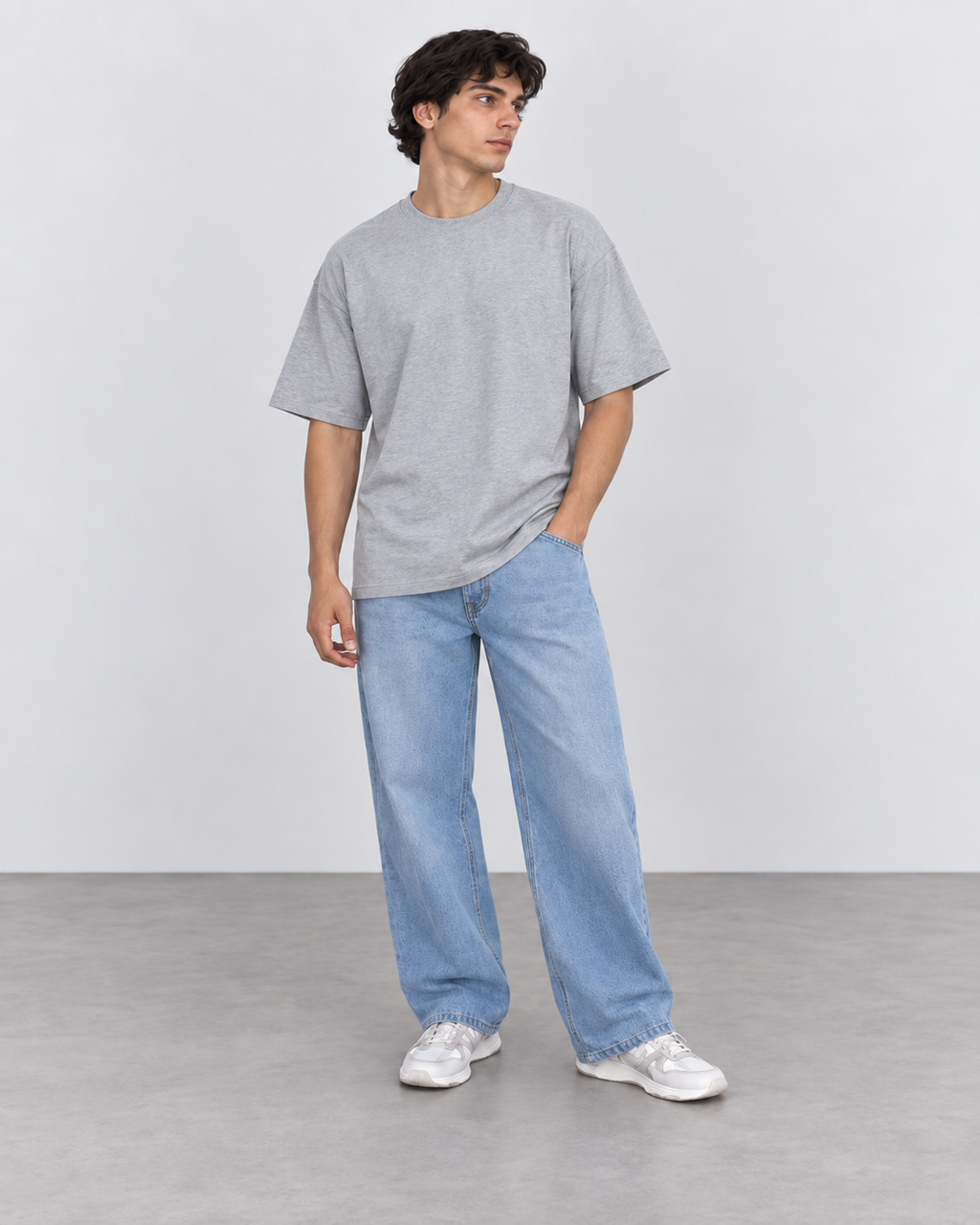 Camiseta Over 100% algodão - Cinza